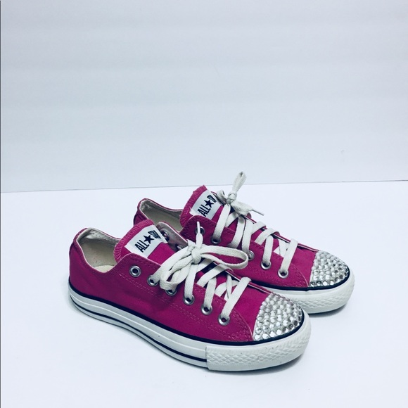 Converse Shoes - Converse pink with Bling on toe. Size 7